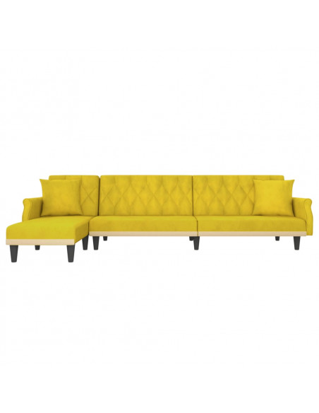 Divano Letto a L Giallo 271x140x70 cm in Velluto