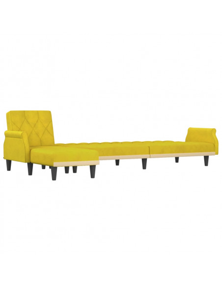 Divano Letto a L Giallo 271x140x70 cm in Velluto