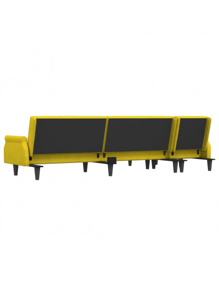 Divano Letto a L Giallo 271x140x70 cm in Velluto