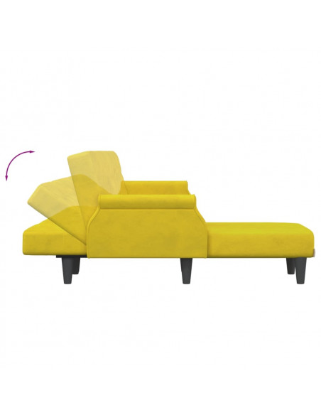 Divano Letto a L Giallo 271x140x70 cm in Velluto