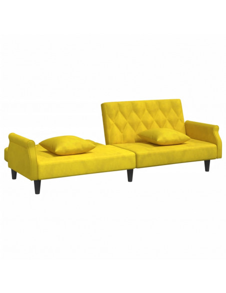 Divano Letto con Braccioli Giallo in Velluto