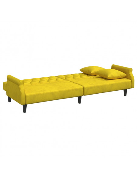 Divano Letto con Braccioli Giallo in Velluto
