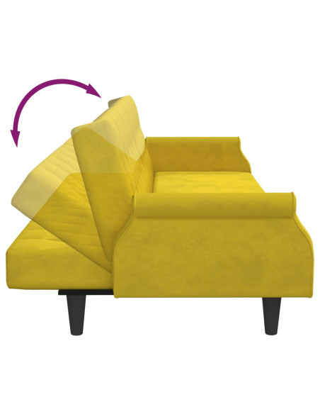 Divano Letto con Braccioli Giallo in Velluto