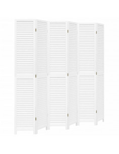 Divisorio Ambienti 6Pannelli Bianco Legno Massello di Paulownia