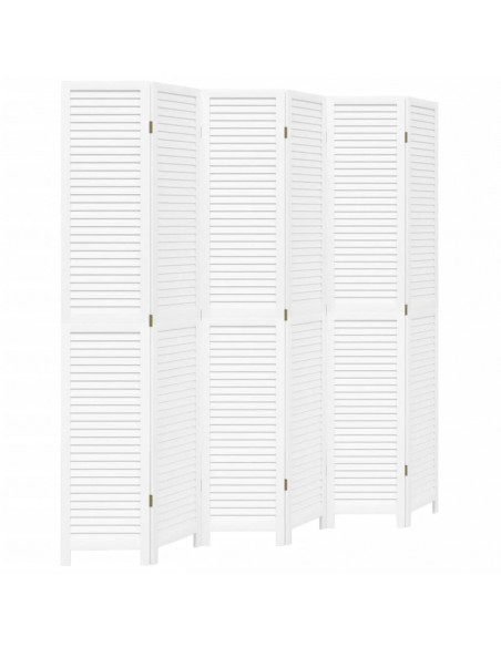 Divisorio Ambienti 6Pannelli Bianco Legno Massello di Paulownia
