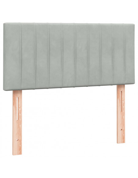 Giroletto a Molle con Materasso Grigio Chiaro 80x220 cm Velluto