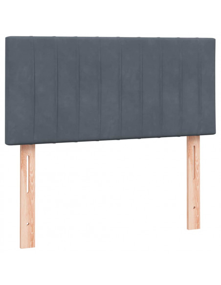Giroletto a Molle con Materasso Grigio Scuro 80x220 cm Velluto