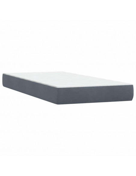 Giroletto a Molle con Materasso Grigio Scuro 80x220 cm Velluto