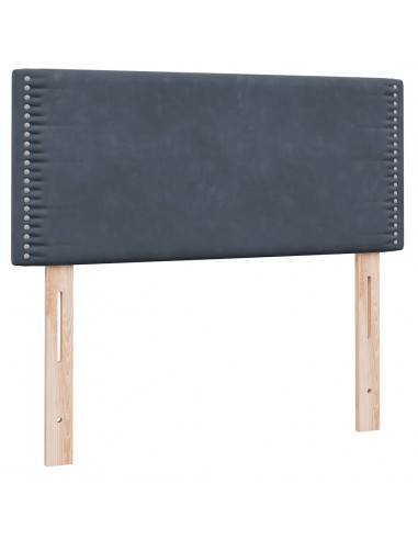 Giroletto a Molle con Materasso Grigio Scuro 90x220 cm Velluto