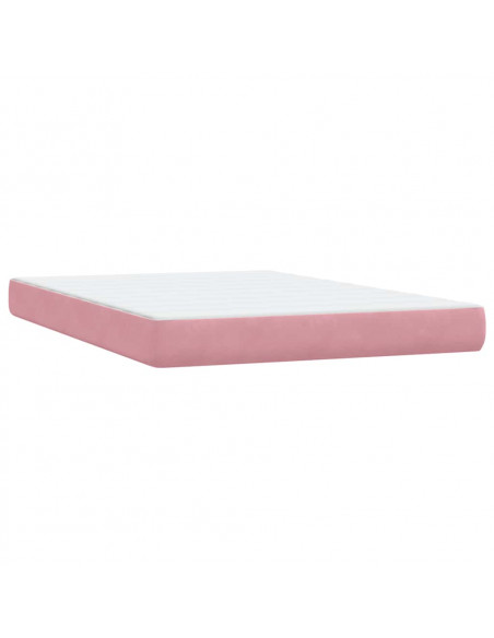Giroletto a Molle con Materasso Rosa 140x210 cm in Velluto