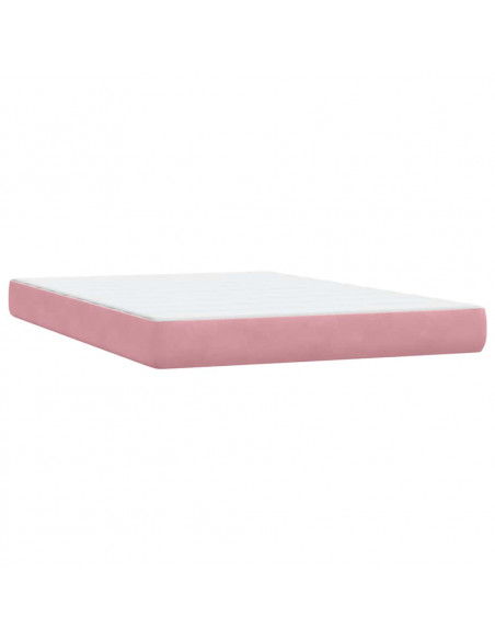 Giroletto a Molle con Materasso Rosa 140x210 cm in Velluto
