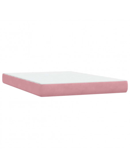 Giroletto a Molle con Materasso Rosa 140x210 cm in Velluto