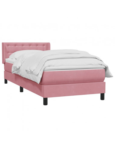 Giroletto a Molle con Materasso Rosa 80x220 cm Velluto