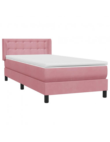 Giroletto a Molle con Materasso Rosa 80x220 cm Velluto