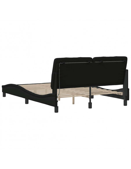 Giroletto con LED senza Materasso Nero 140x200 cm in Tessuto