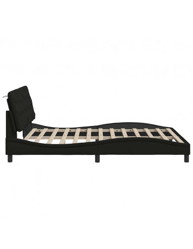 Giroletto con LED senza Materasso Nero 160x200 cm in Tessuto