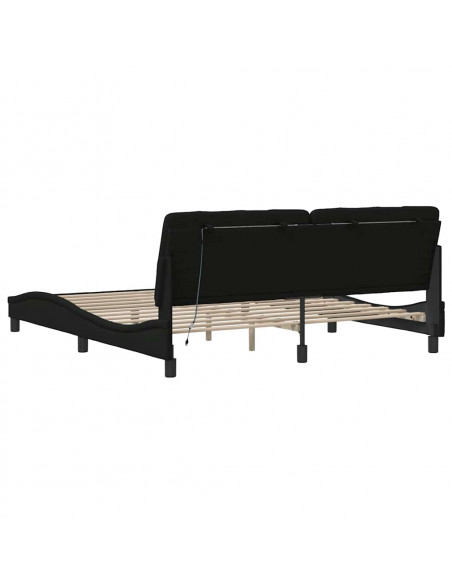 Giroletto con LED senza Materasso Nero 180x200 cm in Tessuto