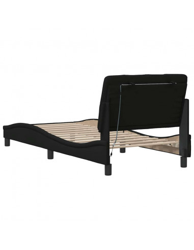 Giroletto con LED senza Materasso Nero 80x200 cm Tessuto