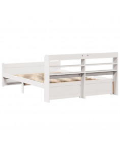 Giroletto con Testiera Bianco 135x190 cm Legno Massello di Pino 2