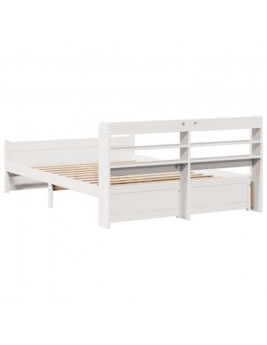 Giroletto con Testiera Bianco 135x190 cm Legno Massello di Pino