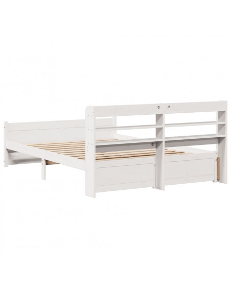 Giroletto con Testiera Bianco 135x190 cm Legno Massello di Pino