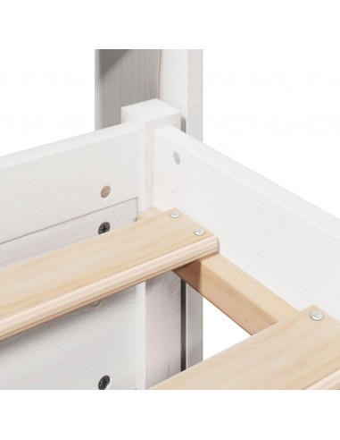 Giroletto con Testiera Bianco 135x190 cm Legno Massello di Pino