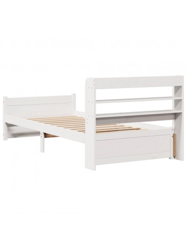 Giroletto con Testiera Bianco 75x190 cm Legno Massello di Pino