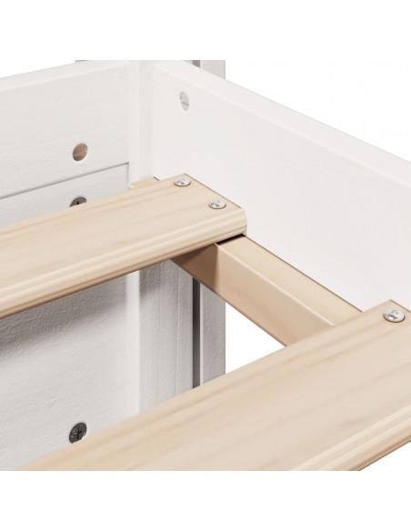Giroletto con Testiera Bianco 75x190 cm Legno Massello di Pino
