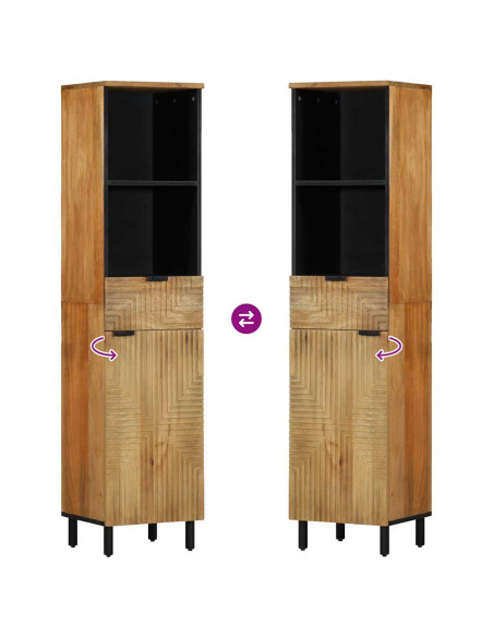 Set Mobili da Bagno 3pz Marrone in Legno Massello di Mango