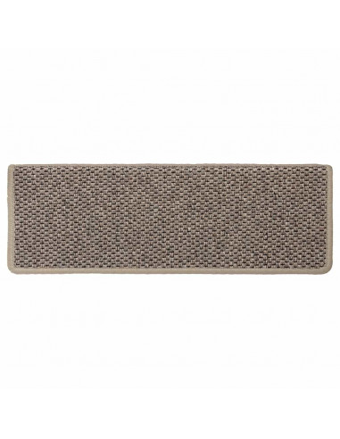 Tappeti Adesivi Scale Aspetto Sisal 30 pz 65x21x4cm Beige Scuro