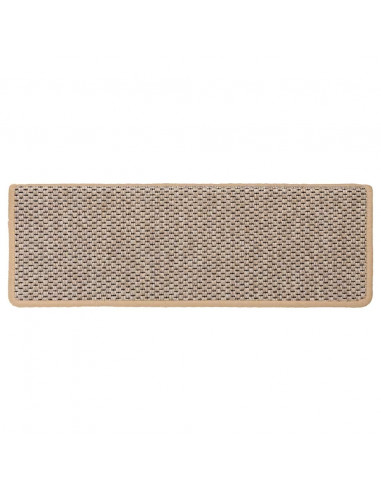 Tappeti Adesivi Scale Aspetto Sisal 30pz 65x21x4cm Beige Chiaro