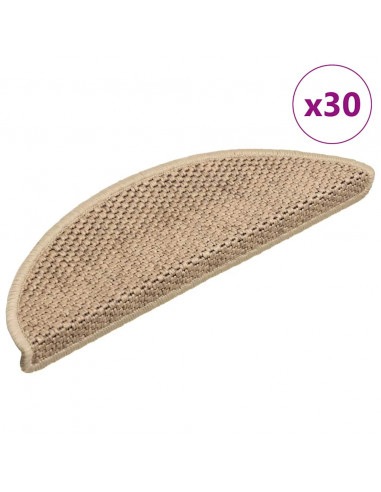 Tappeti Autoadesivi Scale Aspetto Sisal 30 pz 56x17x3 cm Sabbia