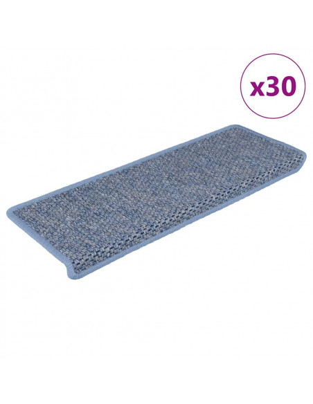 Tappeti Autoadesivi per Scale Aspetto Sisal 30pz 65x21x4 cm Blu
