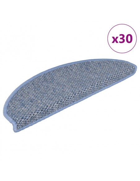 Tappeti Autoadesivi per Scale Aspetto Sisal 30pz 56x17x3 cm Blu
