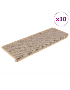 Tappeti Adesivi Scale Aspetto Sisal 30pz 65x21x4cm Beige Chiaro 2