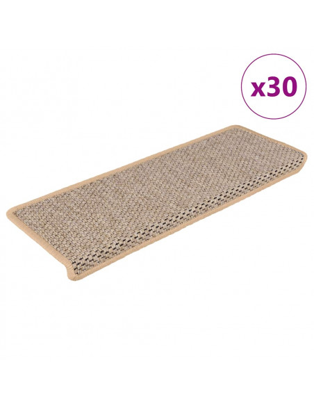 Tappeti Adesivi Scale Aspetto Sisal 30pz 65x21x4cm Beige Chiaro
