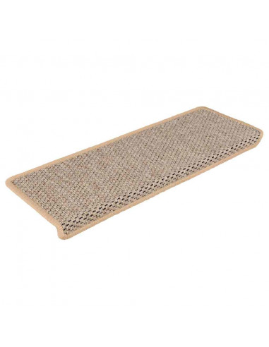 Tappeti Adesivi Scale Aspetto Sisal 30pz 65x21x4cm Beige Chiaro