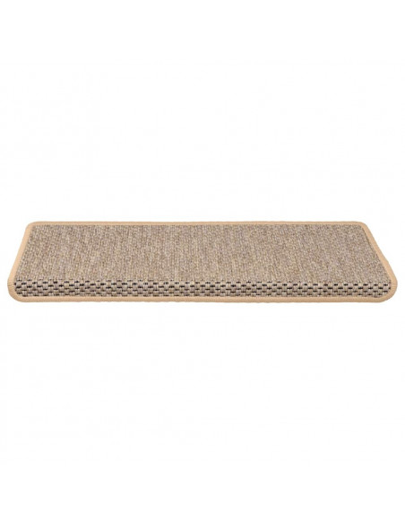 Tappeti Adesivi Scale Aspetto Sisal 30pz 65x21x4cm Beige Chiaro