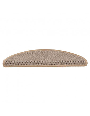 Tappeti Adesivi Scale Aspetto Sisal 30pz 56x17x3cm Beige Chiaro