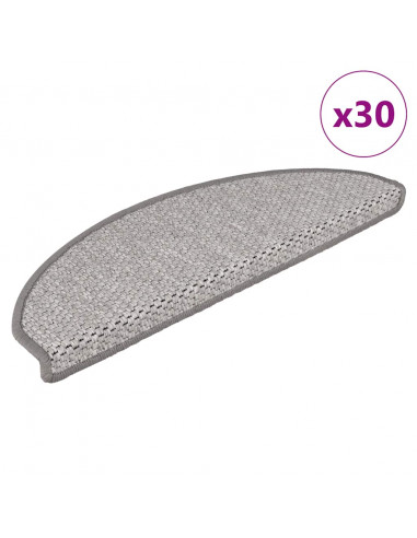 Tappeti Adesivi Scale Aspetto Sisal 30 pz 65x21x4 cm Platino
