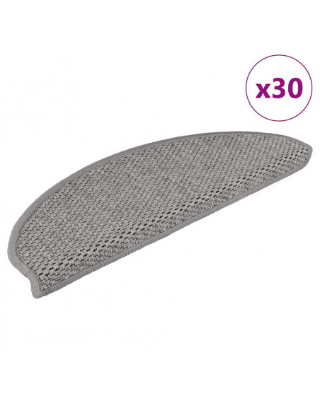 Tappeti Autoadesivi Scale Aspetto Sisal 30 pz 65x21x4cm Argento