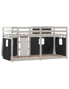 Letto a Castello senza Materasso Bianco e Nero 90x190cm in Pino 2