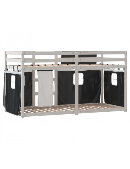 Letto a Castello senza Materasso Bianco e Nero 90x190cm in Pino