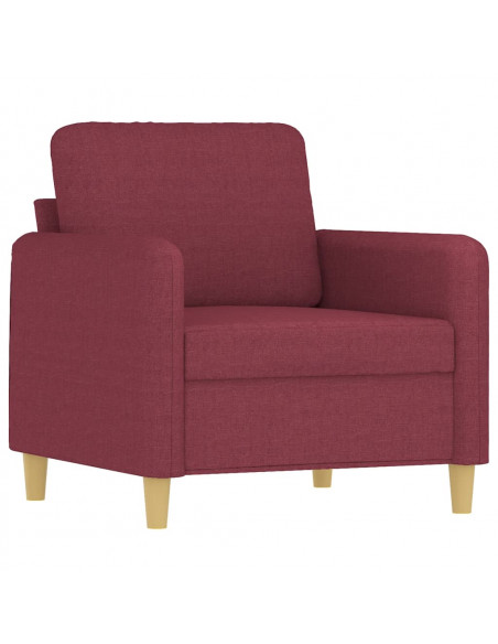 Set di Divani 3 pz con Cuscini Rosso Vino in Tessuto