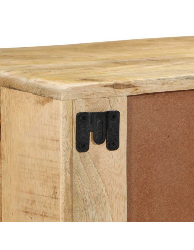 Mobile TV a Parete 100x32x25 cm Legno Grezzo Massello di Mango