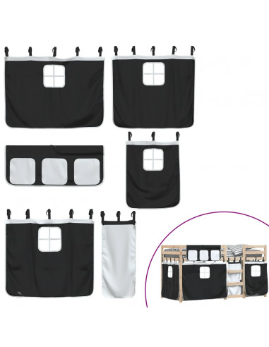 Letto a Castello senza Materasso Bianco e Nero 90x190cm in Pino