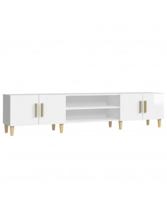 Mobile Porta TV Bianco Lucido 180x31,5x40 cm Legno Multistrato 2