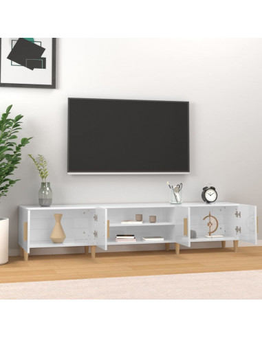 Mobile Porta TV Bianco Lucido 180x31,5x40 cm Legno Multistrato
