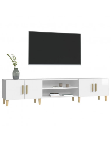 Mobile Porta TV Bianco Lucido 180x31,5x40 cm Legno Multistrato