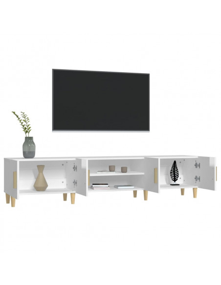 Mobile Porta TV Bianco Lucido 180x31,5x40 cm Legno Multistrato